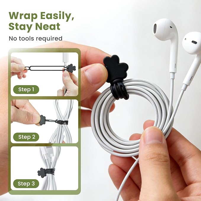 Data Cable Organizer, 2026 Upgrade Silicone Cable Ties Reusable Cable - Image 5