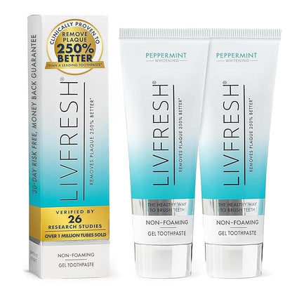 LIVFRESH Toothpaste Gel, Clinically Proven to Remove Plaque 250% Better by LIVFRESH