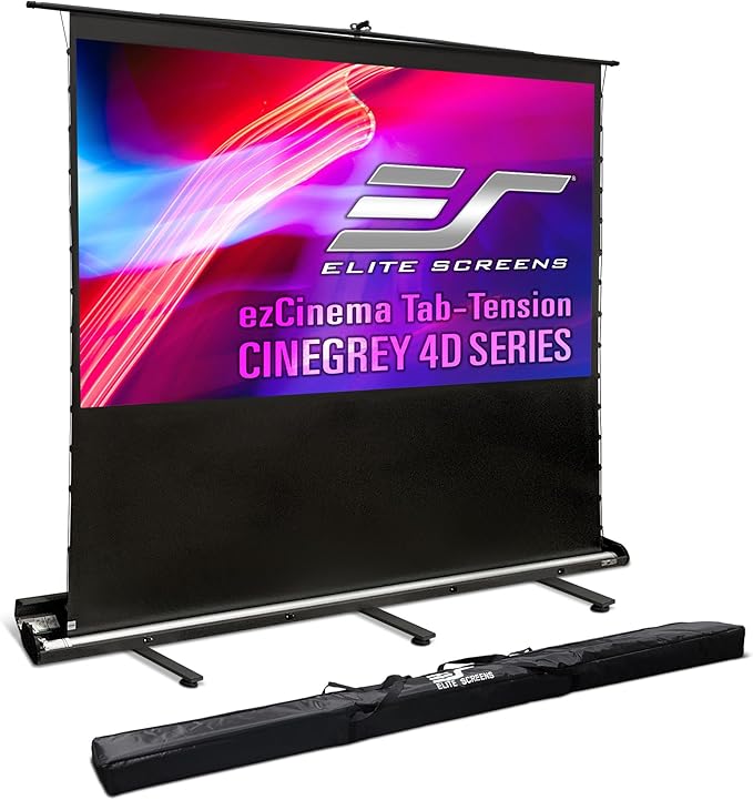 Elite Screens ezCinema Tab-Tension CineGrey 4D, 123-inch 16:9, Manual Floor by EliteScreensInc