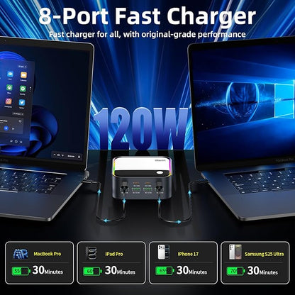 120W GaN USB C Charger Block Fast Charging, Samsung Galaxy, Headphones - Image 7
