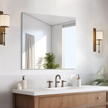 CILIBER 30x30 inch Frameless Bathroom Mirror, Square Frameless Mirrors by CILIBER