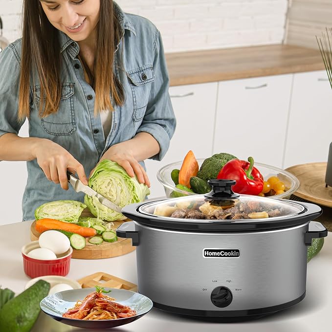 HOMECOOKIN 8 Quart Slow Cooker Oval Manual Pot Food Warmer - Image 5