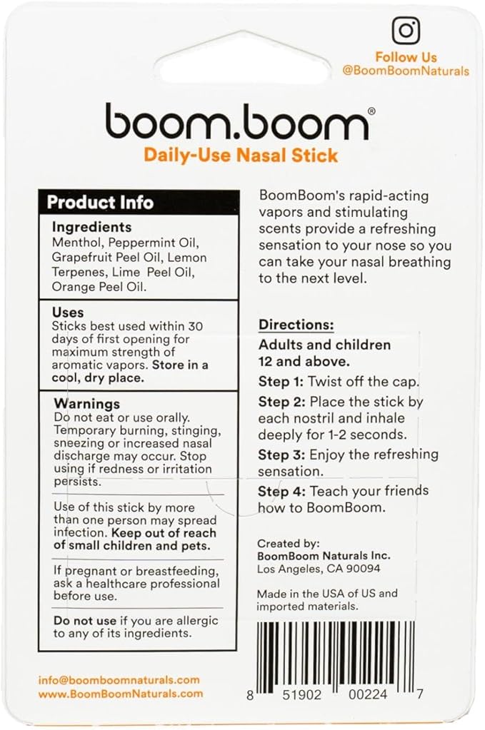 BoomBoom Nasal Stick | Vapor Flow Technology | Cool Refreshing Sensation | - Image 7
