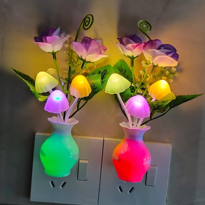 AUSAYE 4 Pack Plug in LED Night Light Sensor Rose Light, Energy Saving Lamp - Image 6