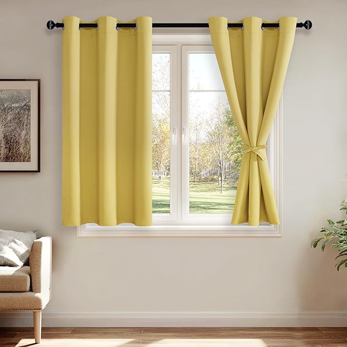 JIUZHEN Light Yellow Blackout Curtains by JIUZHEN