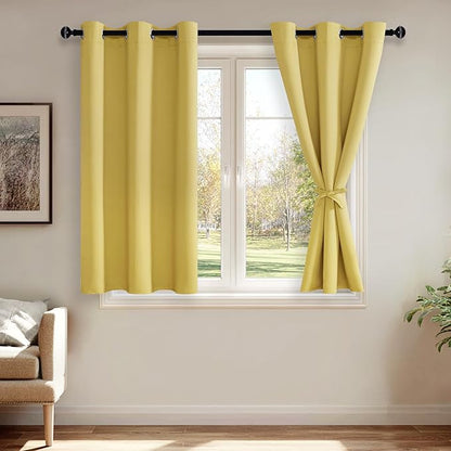 JIUZHEN Light Yellow Blackout Curtains by JIUZHEN