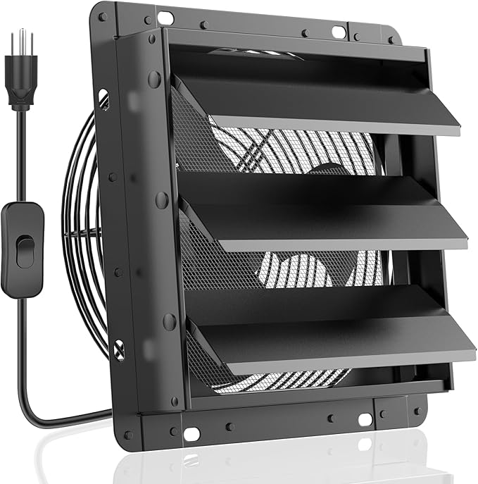 HG Power 10 Inch Shutter Exhaust Fan, 647CFM Quiet Garage Exhaust Fan by HGPOWER