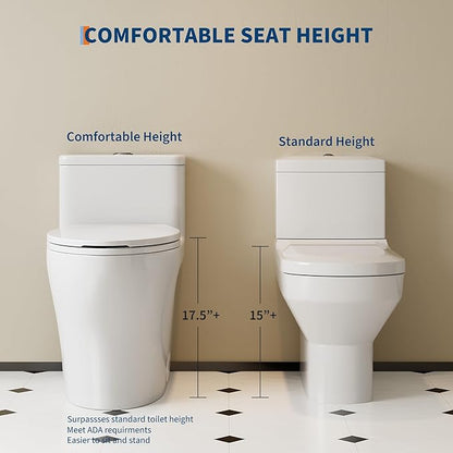 One-Piece Toilets, Low Water Tank, ADA 17.5" Seat Height, Water-Saving Design - Image 3