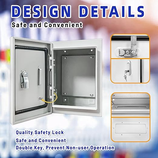 Outdoor Electrical Box 10 x 8 x 6''D NEMA 4X Enclosure Steel Box, Waterproof & - Image 5