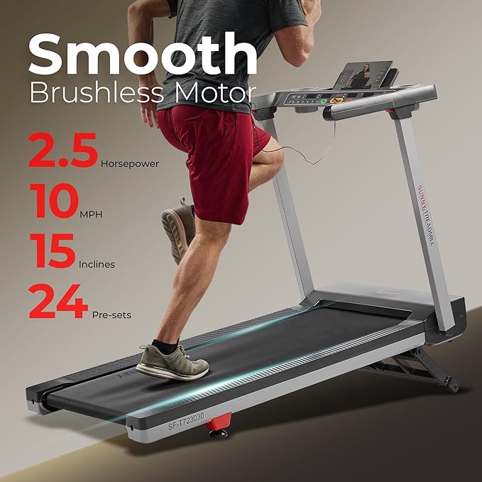 Sunny Health & Fitness Fully Assembled OneClick-Fold 20" Smart Treadmill - Image 2