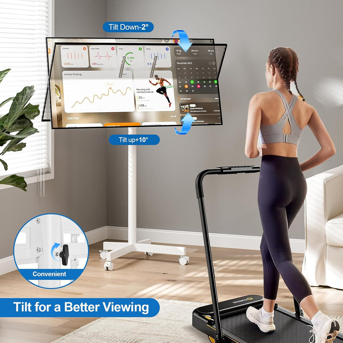 Mobile TV Cart Rolling TV Stand for 23-65 Inch TVs up to 110lbs