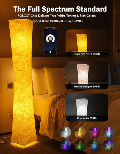 LEONC RGB+CCT Floor Lamp with Remote, 1800lm LED Tuya Smart 9W×2 Bulbs - Image 7