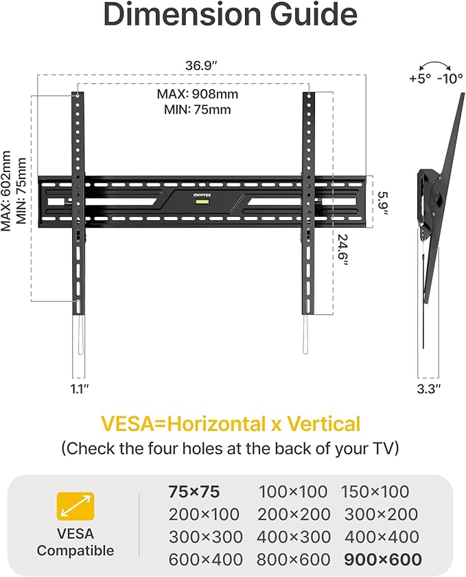 monTEK 15°Full Tilting TV Wall Mount - Image 9