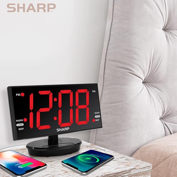 Sharp Digital Alarm Clock, 8.9" Extra Large LED Clock - Image 7