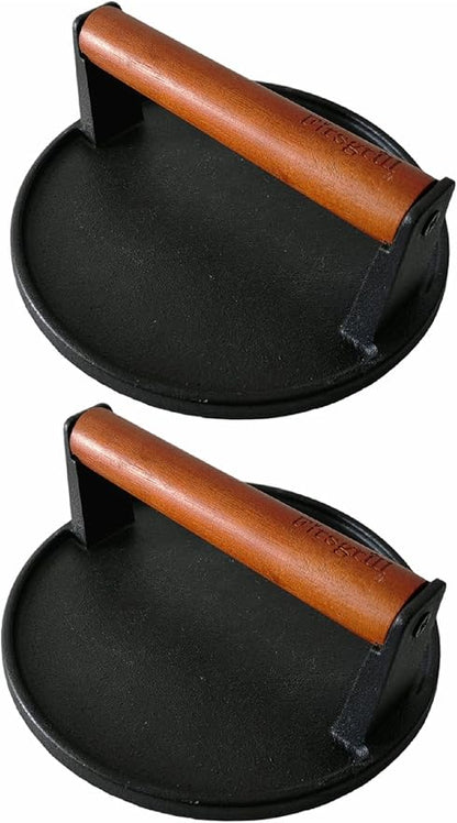 Firsgrill 2-Pack Burger Press 7.08" Round, Heavy-Duty Cast Iron Smash Burger by ProfessionalGrillpartsLiving