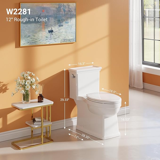 One-Piece Toilet with Classic Design, ADA Height, 1.28 GPF, Durable Ceramic - Image 5