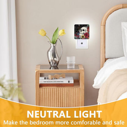 GANTINIR Halloween Skull Night Light, Plug-into Skeleton Flower Floral - Image 3