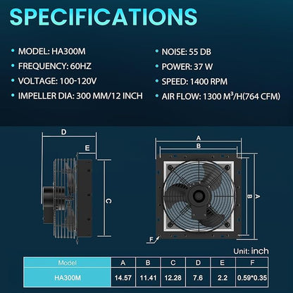 HG Power 12 Inch Shutter Exhaust Fan - Image 4