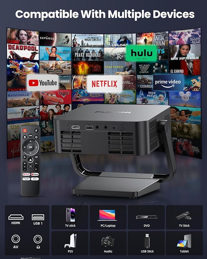FUDONI Smart Projector with WiFi 6 and Bluetooth, 1080P Full HD Projector - Image 7