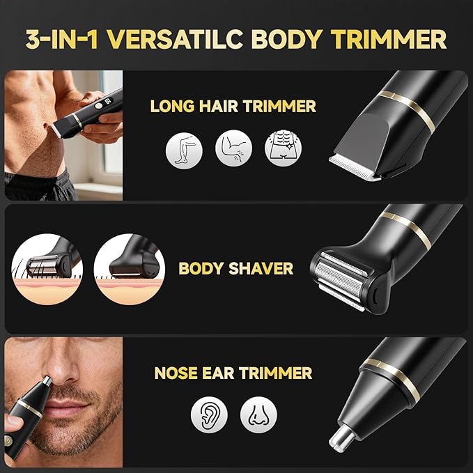 Beard Trimmer for Men, IPX7 Waterproof Body Hair Trimmer Electric Razor Shaver - Image 3