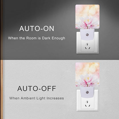 Smoaffly Pink Water Lily Lotus Night Light Plug-in LED Nightlights Auto Sensor - Image 5