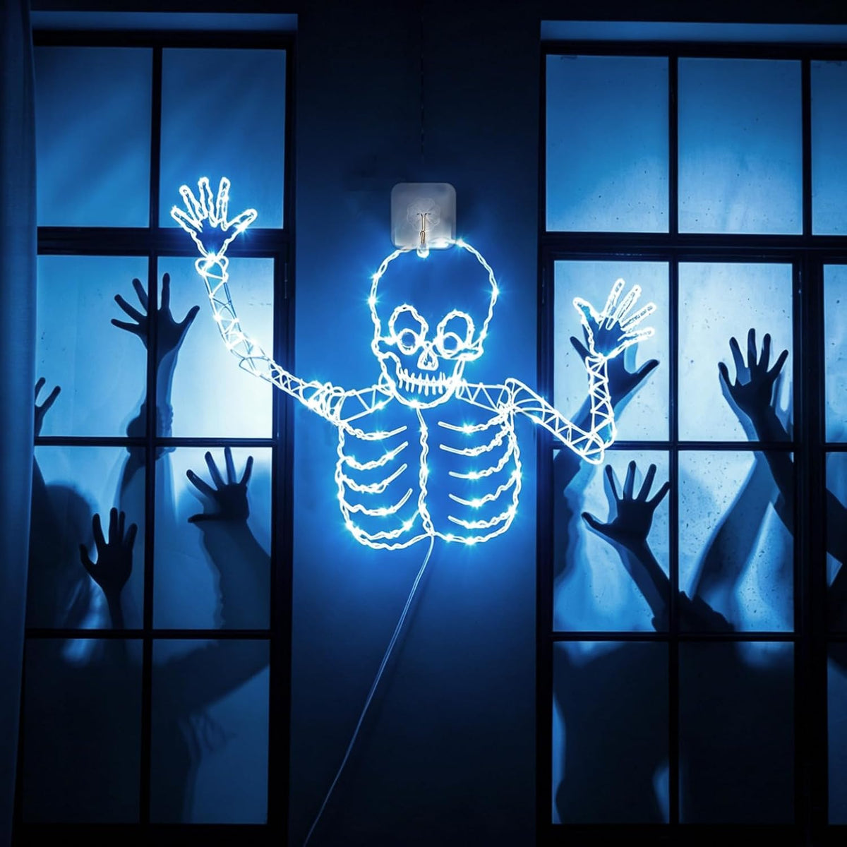 21Inch Halloween Skull Window Lights Skeleton Timer Window Light Decor