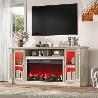 Farmhouse Fireplace TV Stand Up to 80" TVs, Media Console - Image 2