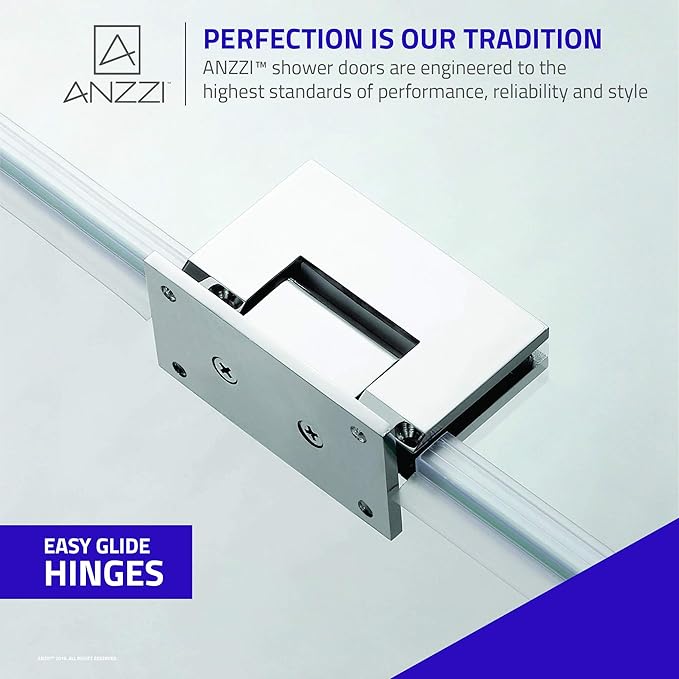 ANZZI 72" x 30" Frameless Shower Door in Polished Chrome, Water Repellent Glass - Image 4