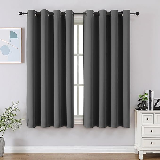 CUCRAF Light Grey Blackout Curtains 45 Inches Long, Thermal Insulated Noise by CUCRAF