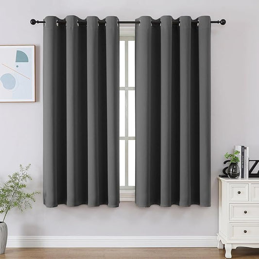 CUCRAF Light Grey Blackout Curtains 45 Inches Long, Thermal Insulated Noise by CUCRAF
