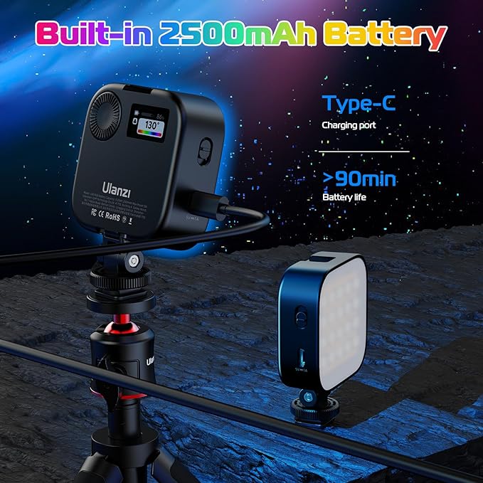 ULANZI U60 RGB Video Lights Black LED Camera Light 360° Full Color Portable - Image 5