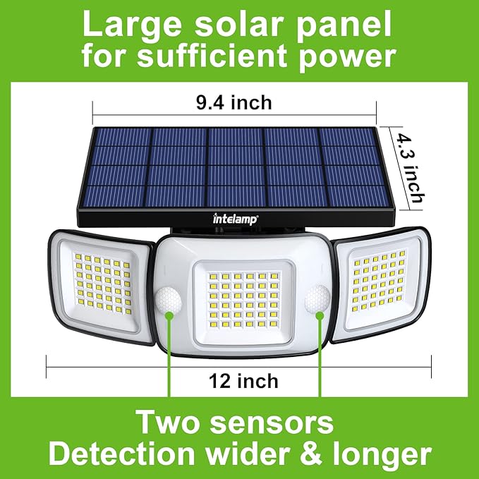 intelamp Solar Outdoor Lights, 6000mAh Motion Sensor - Image 3