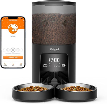 Automatic Cat Feeder 2 Cats - 5G WiFi Pet Feeder by Molypet