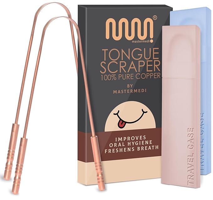 MasterMedi Tongue Scraper with Case Easy to Use Tongue Scraper by MasterMedi