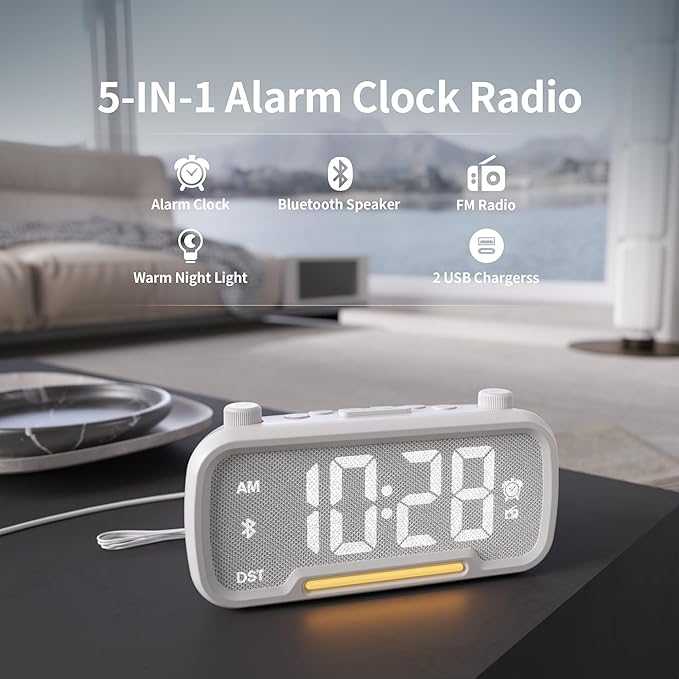 Alarm Clock Radio for Bedrooms, Hi-Fi Sound, Clock Radio - Image 2