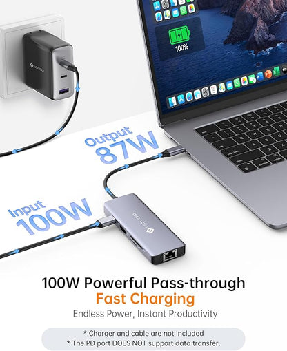 NOVOO USB C Hub 4K@60Hz HDMI Gigabit Ethernet 8-in-1 USB C Adapter Multiport - Image 7