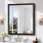 Black Bathroom Mirror 30 x 36 Inch Rectangle Wave Beveled by DESBING