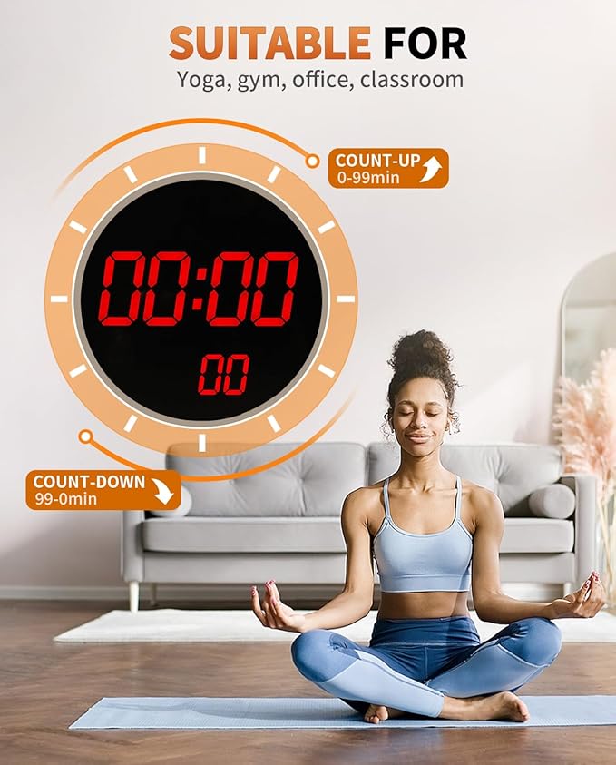 GLOKUUCA 12" Large Digital Wall Mount Clock, Count Down Timer, Big LED - Image 6