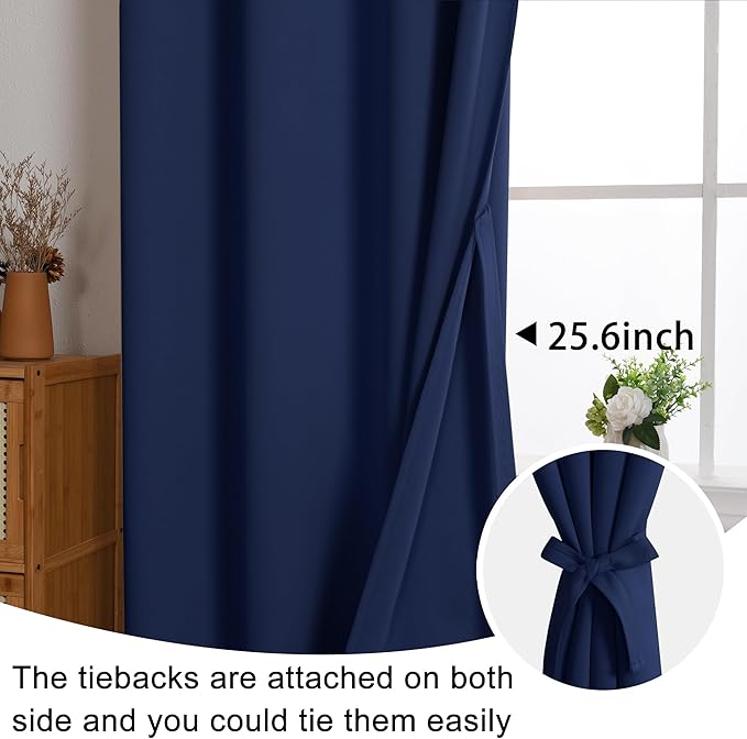 JIUZHEN Navy Blue Blackout Curtains - Image 6