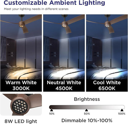 ocioc Ceiling Fans with Lights and Remote, 52 Inch Modern Ceiling Fan with - Image 5