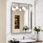 LOAAO 28X36 Inch Brushed Nickel Bathroom Mirror, Rounded Rectangle Silver Metal by LOAAO