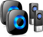 Wireless Doorbell 2 Receivers 2 Push Buttons, PHYSEN Waterproof Door Chime Kit by PHYSEN
