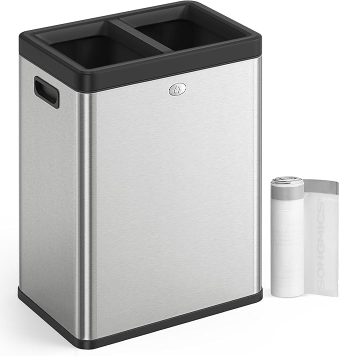 SONGMICS 2 x 6.6 Gallon Open Top Trash Can, Dual Compartment Garbage Can by SONGMICSbySONGMICSHOME