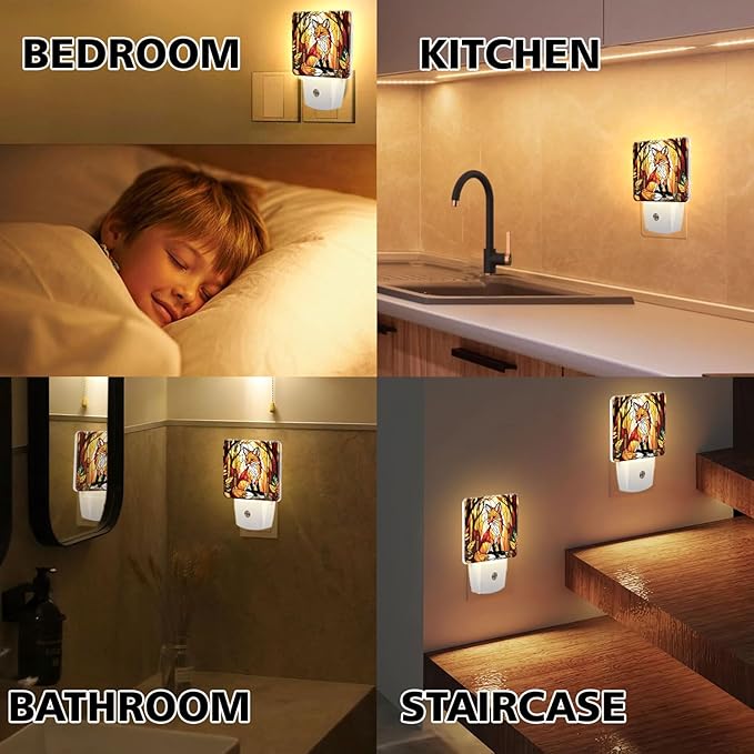 PODMemory Fox Stained Glass Night Lights Plug into Wall - Image 7