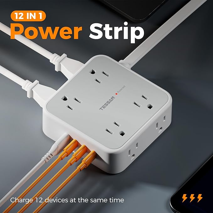 Surge Protector Power Strip, TESSAN 5 FT Extension Cord - Image 3