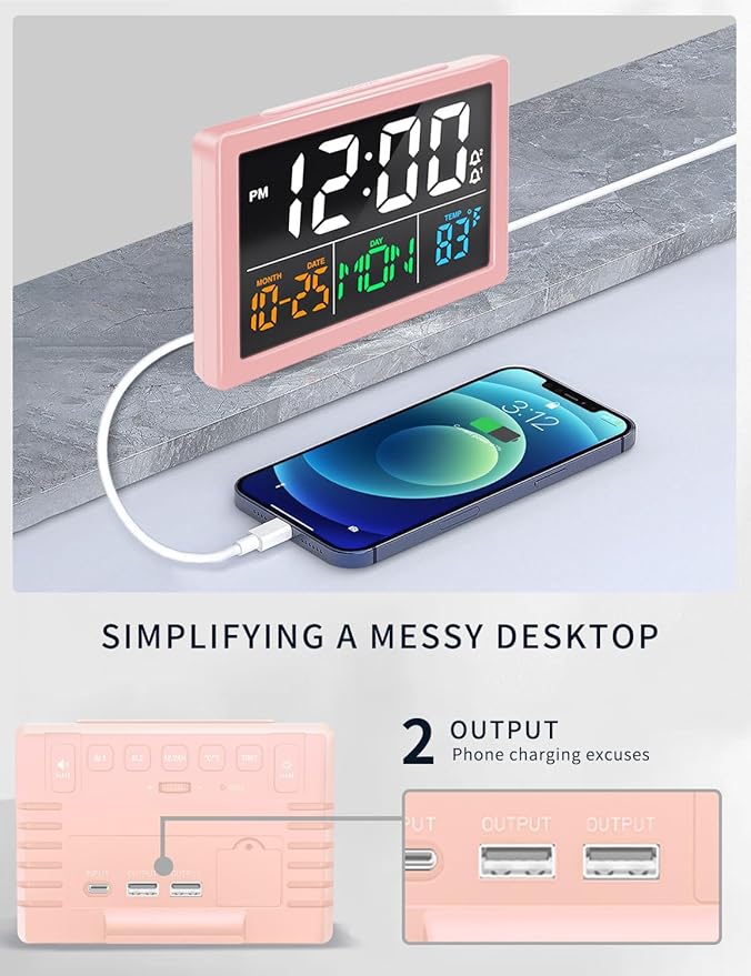 Digital Alarm Clock, with 5.5" Large LED Time Display, Adjustable Alarm Volume - Image 6