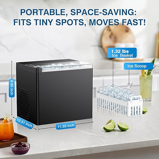 Ice Makers Countertop, 9 Ice Cubes in 6 Mins Portable Ice Maker, 2 Sizes of - Image 5