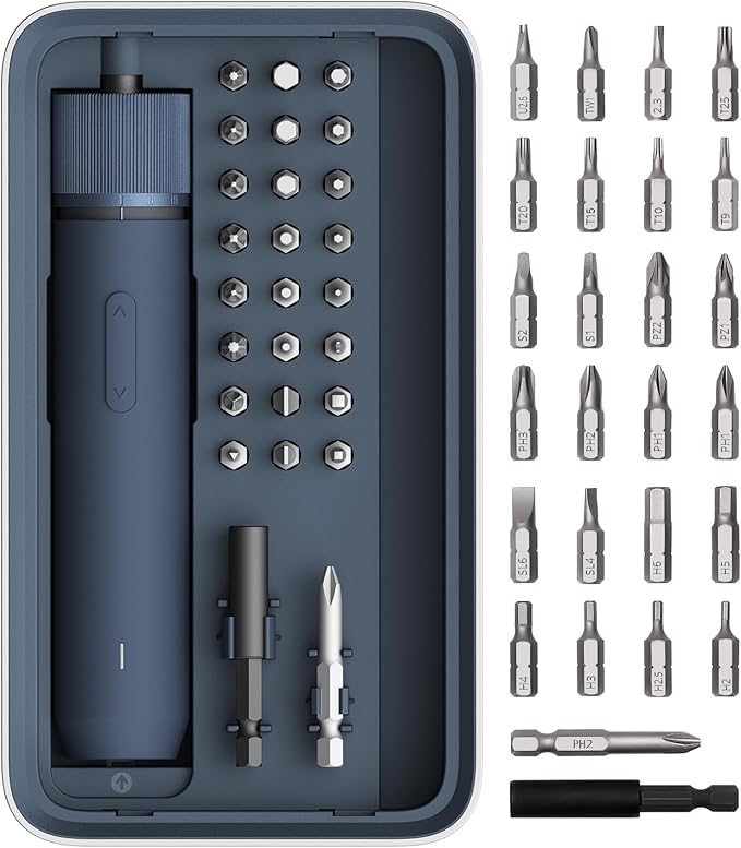 HOTO Electric Screwdriver Kit, Upgraded 1/4'' Hex 25 Bits, Magnetic Lid by HOTOTools