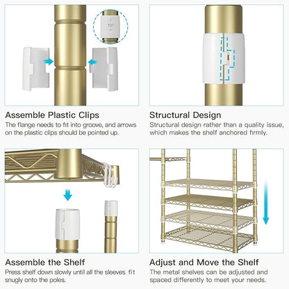 Ulif E1 Heavy Duty Closet Garment Rack, 6 Tiers Adjustable Metal Freestanding - Image 7