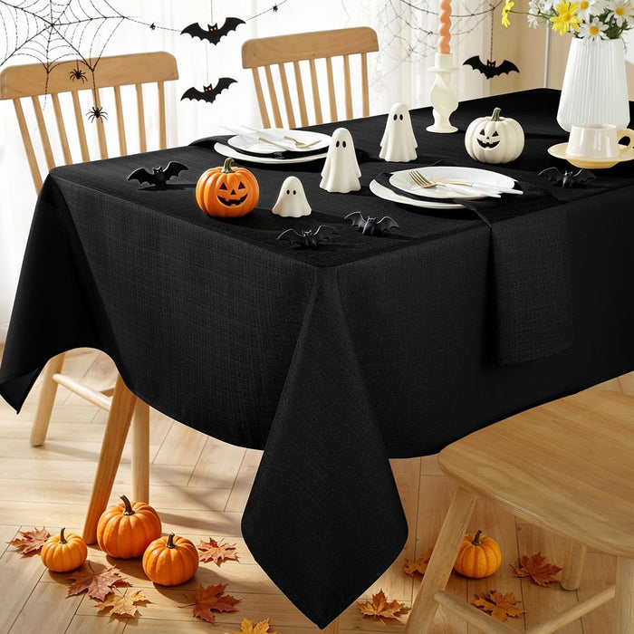 SASTYBALE Black Textured Tablecloth Rectangle 60 x 120 Inch, Halloween